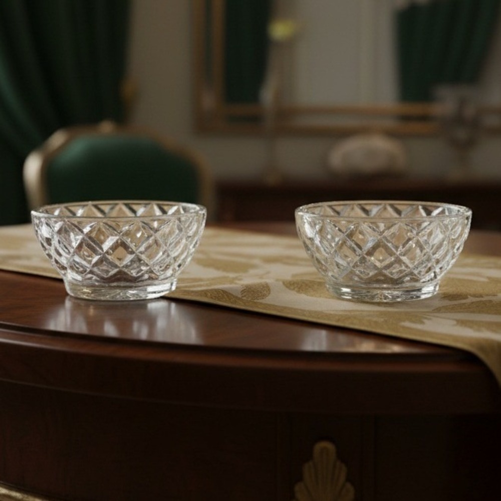 Lenox Lead Crystal Diamond Cut Bowls, Set of 2, Vintage Nut Dishes, Replacement